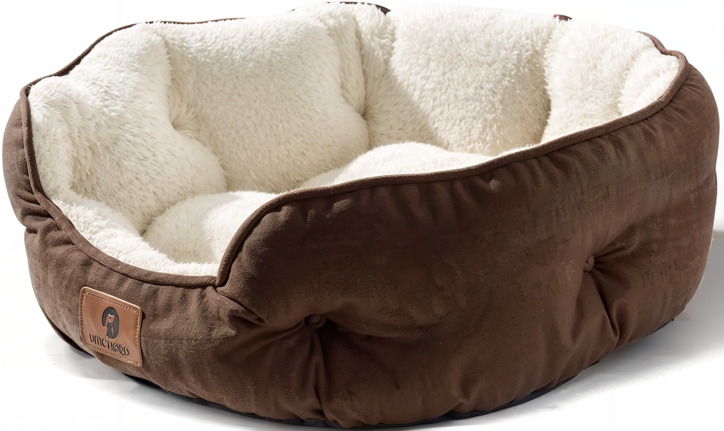 Small Dog & Cat Bed, Extra Soft, Machine Washable, Anti-Slip, 20", Brown