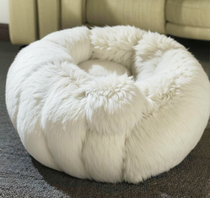 Plush Round Dog Bed for Small Dogs & Cats