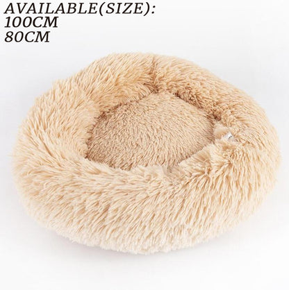 Plush Round Dog Bed for Small Dogs & Cats