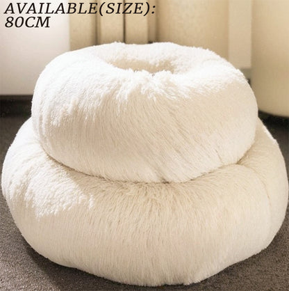 Plush Round Dog Bed for Small Dogs & Cats