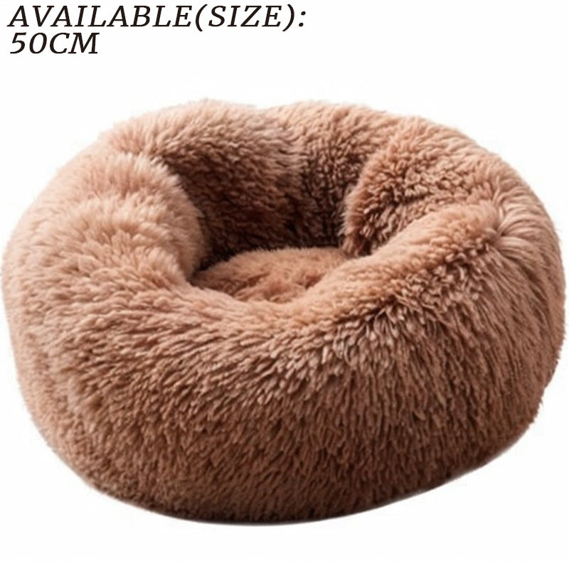 Plush Round Dog Bed for Small Dogs & Cats