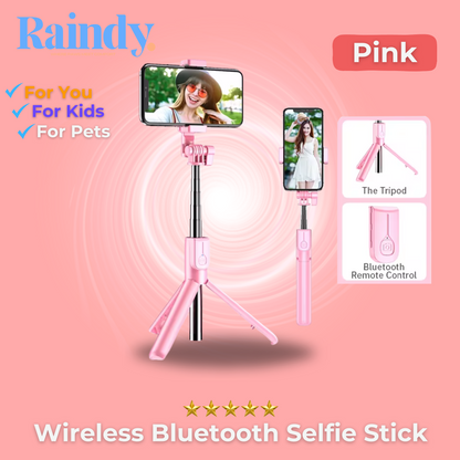 4-in-1 Wireless Bluetooth Selfie Stick with LED Ring Light, Extendable Handheld Monopod & Tripod, Compatible with iPhone 16/15/14/13