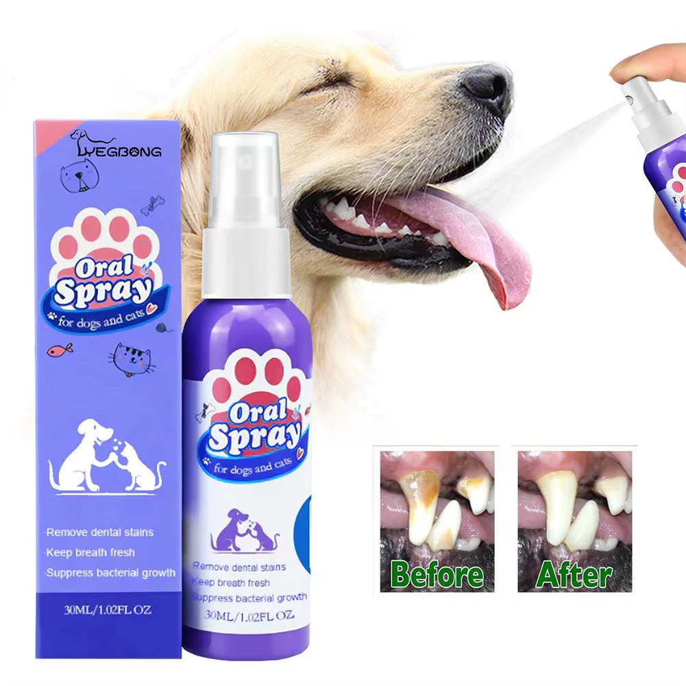 30Ml Pet Spray Dog Oral Care Bad Breath Teeth Cleaning Pet Freshener Supply Deodorant Plaque Care Remover Breath Pet Accessories