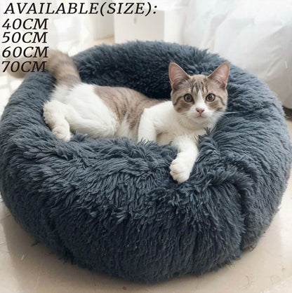 Plush Round Dog Bed for Small Dogs & Cats