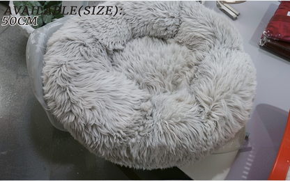 Plush Round Dog Bed for Small Dogs & Cats