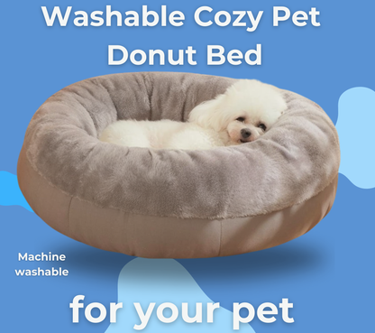 Washable Cozy Pet Donut Bed - Anti-Slip Comfort