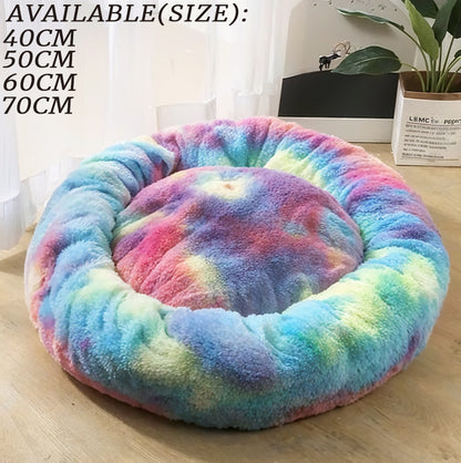 Plush Round Dog Bed for Small Dogs & Cats